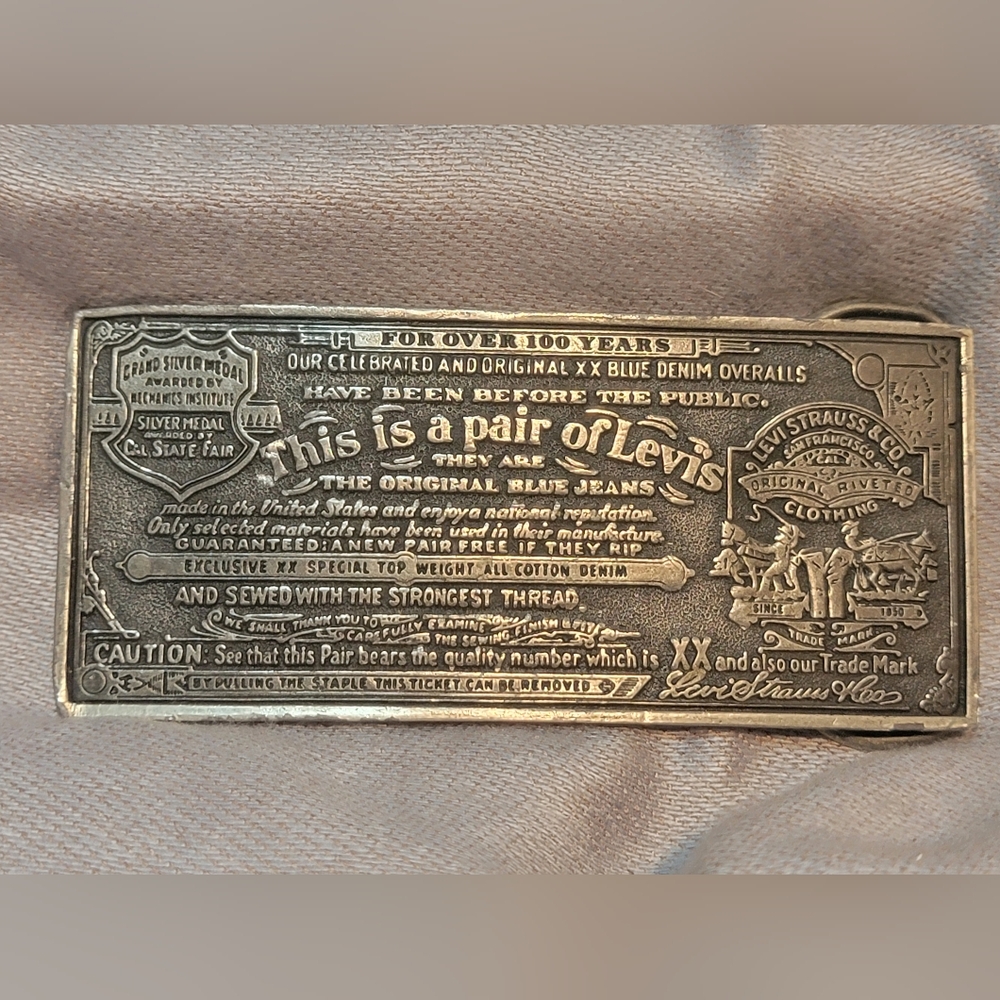 Vtg 1975 Levi Strauss & Co. Bergamot Brass Works Belt Buckle. Made In USA